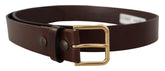 Dolce & Gabbana Brown Polished Leather Gold Tone Metal Buckle Belt -   -  Dolce & Gabbana.